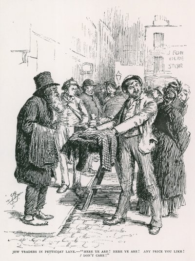 Židovští obchodníci v Petticoat Lane od English School