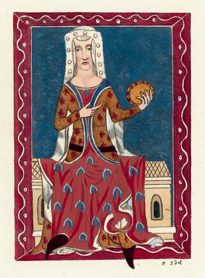 Joan, hraběnka z Kentu, manželka Edwarda Černého prince (barevná rytina) od English School