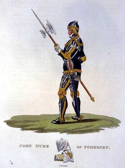 John Beaufort, vévoda ze Somersetu (1403-44) 1444, vyryl W. Maddocks, z knihy "Ancient Armour" od Samuela Rushe Meyricka od English School