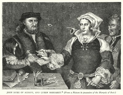 John Duke of Albany a královna Margaret (rytina) od English School
