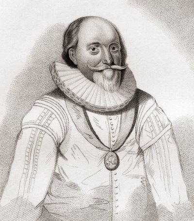 John Erskine, 2./19. hrabě z Mar, kolem 1558 1634. skotský politik. Z Iconographia Scotica nebo Portréty slavných Skotska, publikoval 1797. od English School
