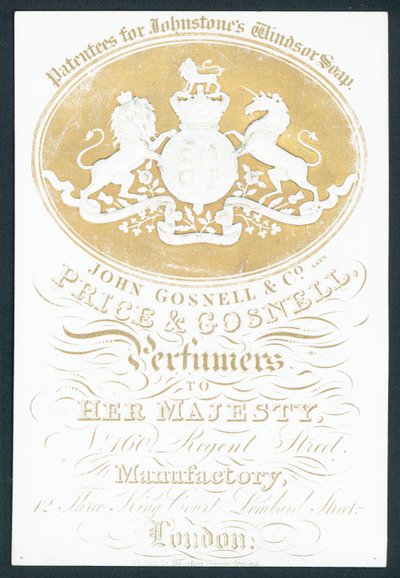 John Gosnell & Co, pozdní, Price & Gosnell, obchodní karta od English School