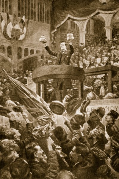 Joseph Chamberlain v Bingley Hall, Birmingham dne 4. listopadu 1903 od English School
