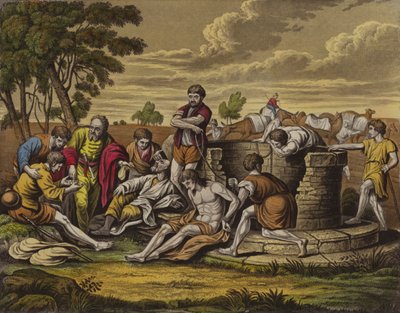 Joseph je prodán do Egypta (barva litho) od English School