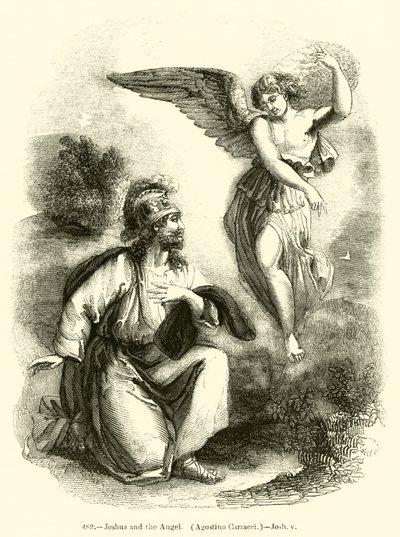 Joshua a anděl, Agostino Carracci, Joshua v (rytina) od English School