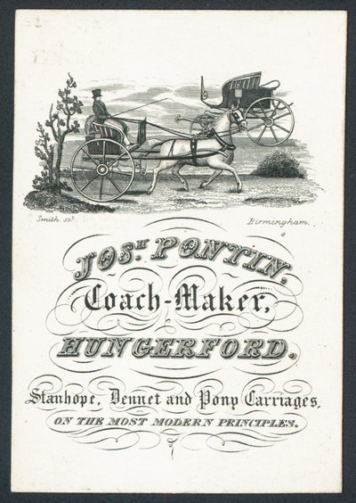 Josiah Pontin, výrobce autobusů, vizitka od English School