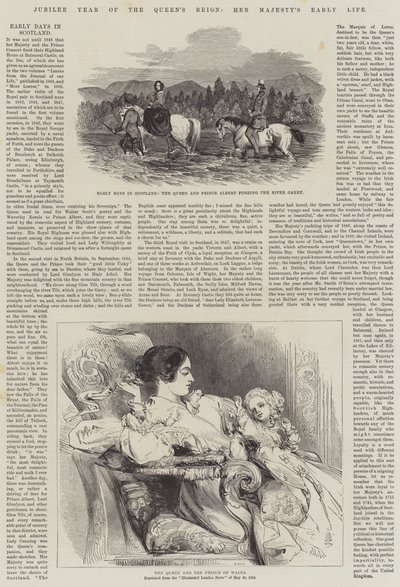 Jubilejní rok vlády královny, časný život Jejího Veličenstva (rytina) od English School