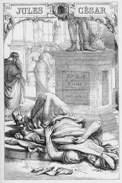 Jules Cesar – Tragédie Julia Caesara – Ilustrace v „“ Completes de William Shakespeare“““ 1866 – Ilustrace a obecná forma tohoto vydání jsou vypůjčeny z Cassellova ilustrovaného Shakespeara, vydaného v Londýně od English School