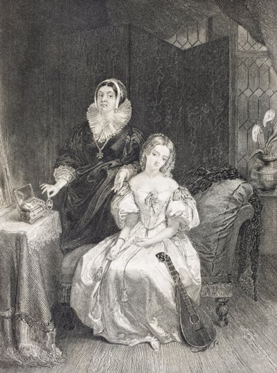 Julie a její chůva, z knihy "Galerie historických portrétů", vydané kolem roku 1880 od English School