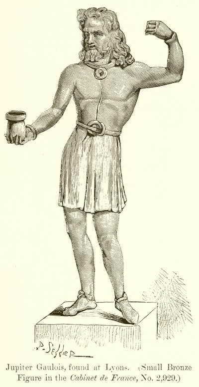 Jupiter Gaulois nalezen v Lyonu. (Malá bronzová figurka v Cabinet de France, č. 2929) (rytina) od English School