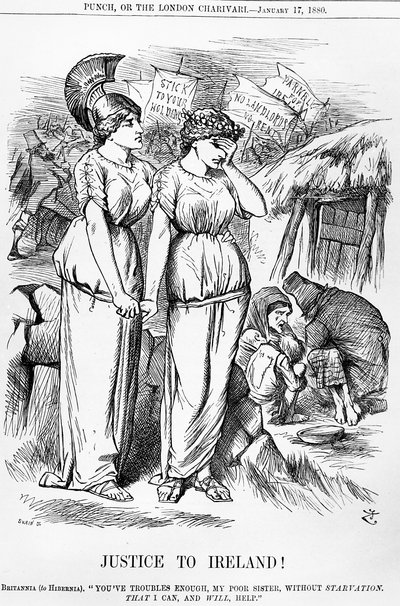 Justice to Ireland!, vyrytý Joseph Swain, z Punch, 17. ledna 1880 od English School