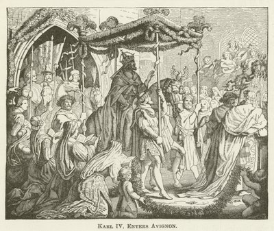 Karel IV vstupuje do Avignonu od English School