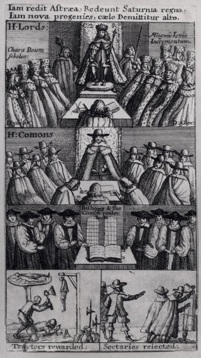 Král Karel II. (1630-85) s parlamentem, 1660 od English School