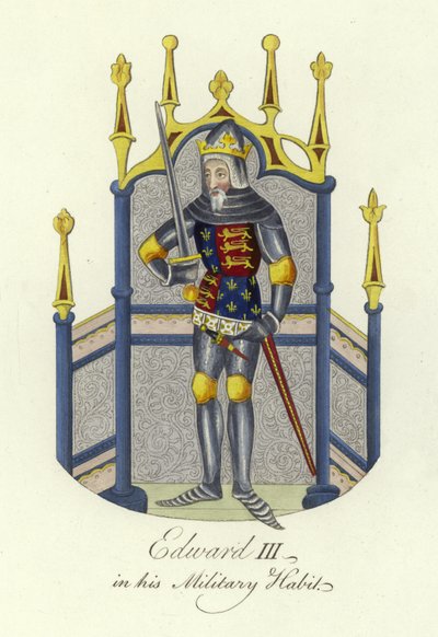 Anglický král Edward III ve svém vojenském hábitu od English School