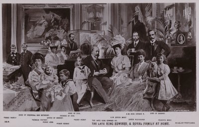 Král Edward VII a jeho rodina (litho) od English School
