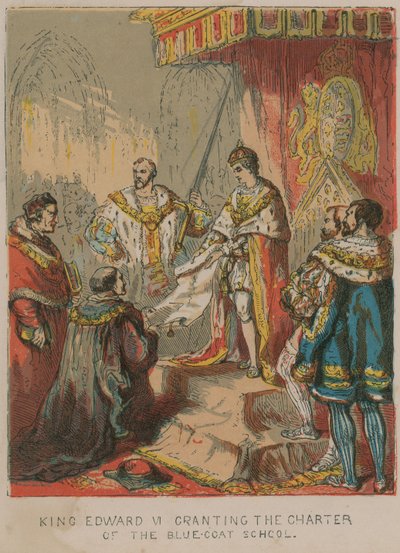 Král Edward VI udělující Chartu modrokabátnické školy od English School