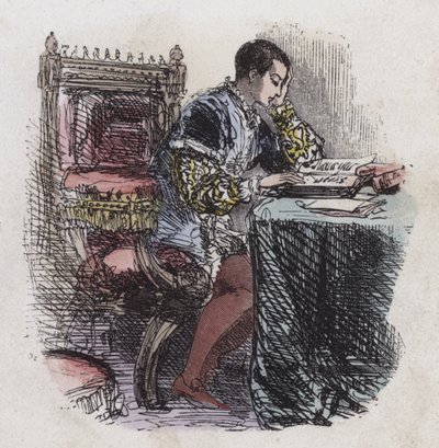 Čtení krále Edwarda VI. (barevná rytina) od English School