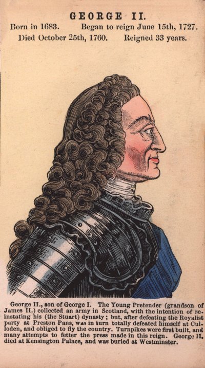 King George II (barevná rytina) od English School