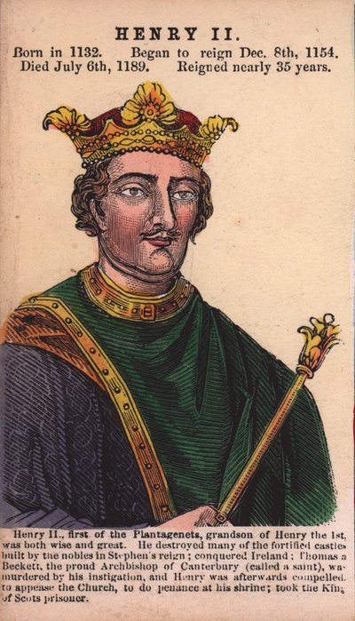 Král Jindřich II. (barevná rytina) od English School