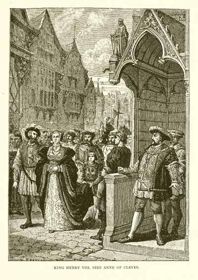 Král Jindřich VIII vidí Annu z Cleves (rytina) od English School