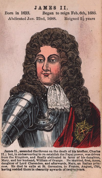King James II (barevná rytina) od English School