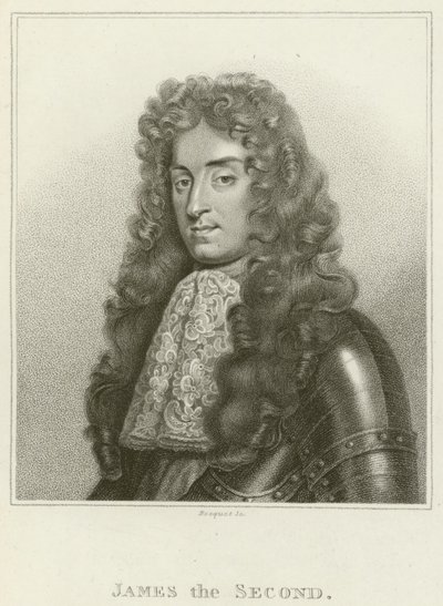 King James II (rytina) od English School