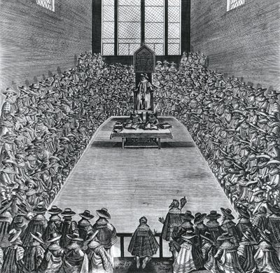 Král Jakub I. (1566-1625) v budově parlamentu, 1624 od English School