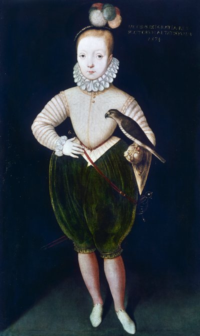 Anglický král Jakub I. a skotský král VI. (olej na plátně) od English School
