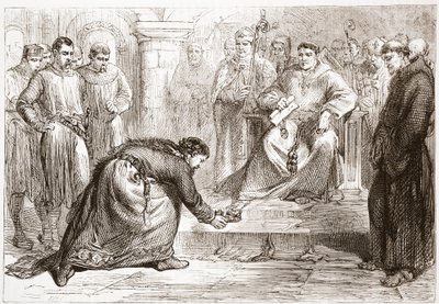 Král Jan a papežský legát, ilustrace z Historie protestantismu od Jamese Aitkena Wylie (1808-1890), hospoda. 1878 od English School