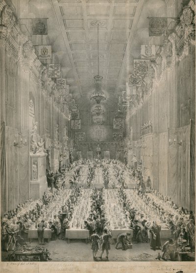 Král William IV a Adelaide v Guildhall, Londýn, 1834 od English School