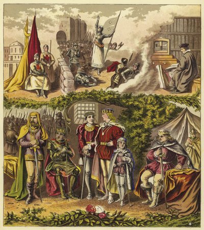 králové rodu Lancasterů a Yorku; Král Jindřich IV., Král Jindřich V., Král Jindřich VI., Král Edward IV., Král Edward V., Král Richard III od English School
