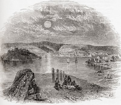 Kinsale, hrabství Cork, Irsko v 19. století, ze staré Anglie: Vyd. 1847 od English School