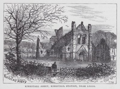 Kirkstall Abbey, Kirkstall Station, nedaleko Leedsu (rytina) od English School