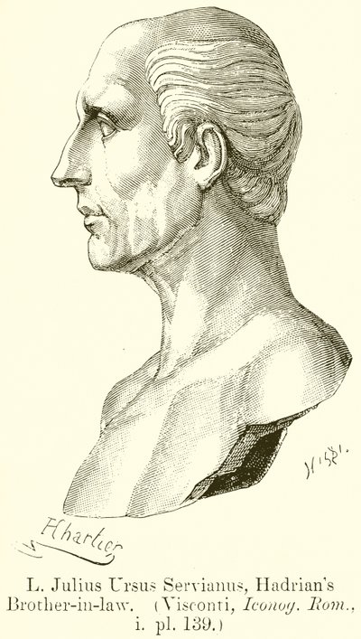 L. Julius Ursus Servianus, Hadriánův švagr. (Visconti, Iconog. Rom., i. pl. 139) od English School