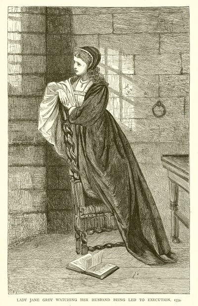 Lady Jane Grayová sleduje svého manžela vedeného k popravě, 1554 od English School