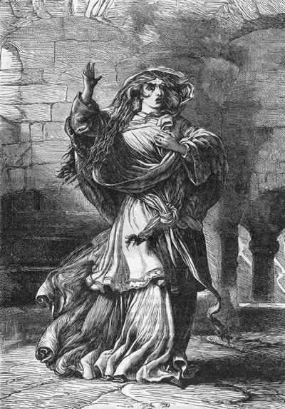 Lady Macbeth (Act II) (Macbeth) – Ilustrace v „“ Completes de William Shakespeare““ 1866 – Ilustrace a obecná forma tohoto vydání jsou vypůjčeny z Cassellova ilustrovaného Shakespeara, vydaného v Londýně od English School