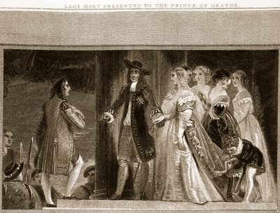 Lady Mary darovaná princi Oranžskému, ilustrace z knihy Davida Humese The History of England, vyd. R. Bowyer, Londýn, 1812. od English School