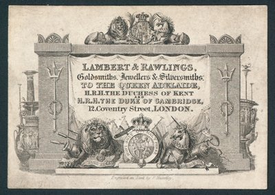 Lambert & Rawlings, zlatníci, klenotníci a stříbrníci, vizitka od English School