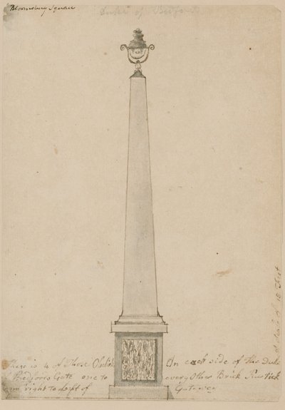 Lampa u Bedford House v Londýně, sundaná v roce 1799 od English School