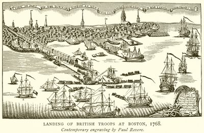 Vylodění britských jednotek v Bostonu, 1768 od English School