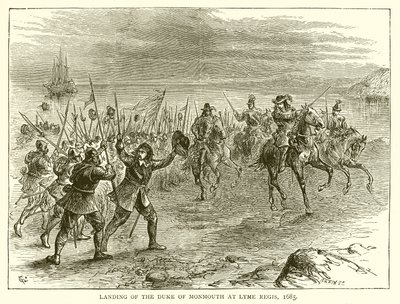 Přistání vévody z Monmounthu v Lyme Regis, 1685 od English School