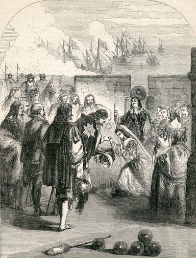 Přistání princezny Henrietty, ilustrace převzata z John Cassells Illustrated History of England, 1857 od English School