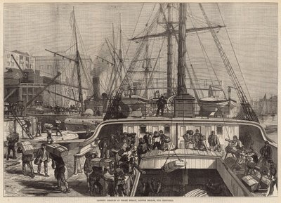 Přistání pomerančů ve Fresh Wharf, London Bridge, na Vánoce od English School