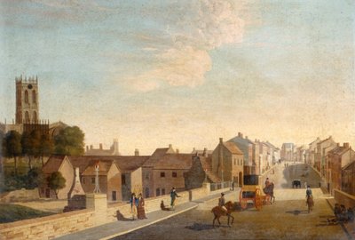 Krajina s kostelem, asi 1790 (olej na plátně) od English School
