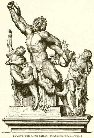 Laocoon, falešný kněz. (Vytesáno před 3000 lety) (rytina) od English School
