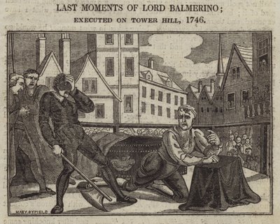 Poslední okamžiky lorda Balmerina; popraven na Tower Hill od English School