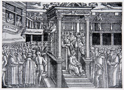 Latimer kázání před Edwardem VI., ilustrace z Historie národa od English School