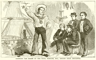 Učení se jmen plachet, rubášů atd. na palubě H. M. S. Britannia od English School