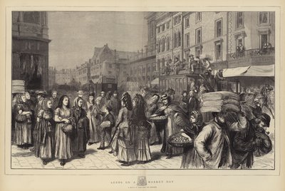Leeds on a Market Day (rytina) od English School