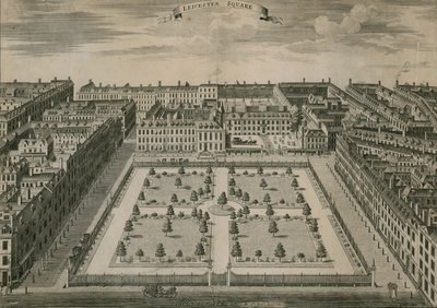 Leicester Square v Londýně v roce 1728 od English School